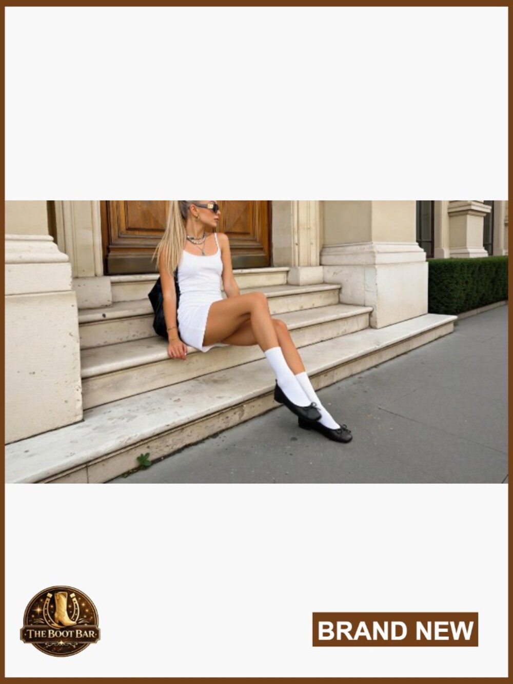 Ballet Flats with Bow Square Toe Slip On Women's Dressy Flats - Picture 7 of 7